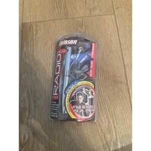 NEW Quasar FM Radio in a Pen with Stereo Earbuds Silver 2003 Auto-Seek On/Off